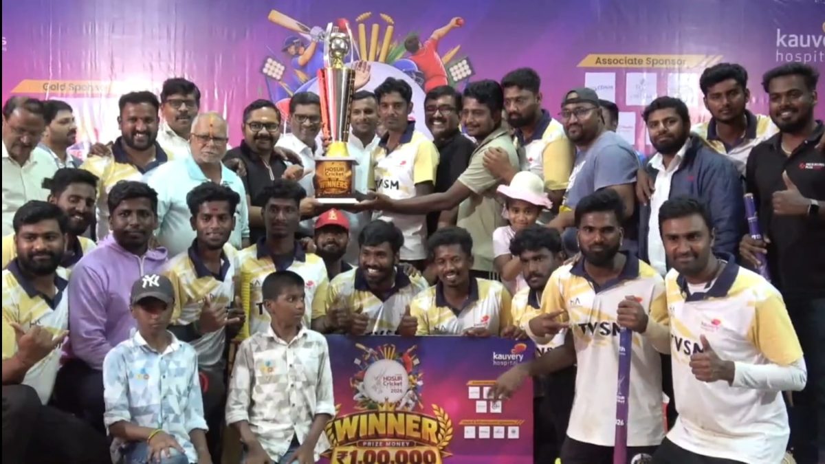 ஓசூர் கிரிக்கெட் லீக்கில் டிவிஎஸ் அணி சாம்பியன்..! வீரர் நடராஜன் பங்கேற்பு.