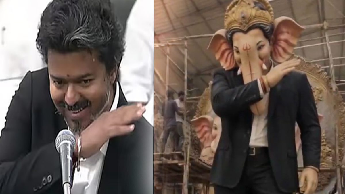 முதல்வர் விஜய் ஸ்டைலில் விநாயகர் சிலை..! இணையத்தில் வைரலாகும் காட்சிகள்