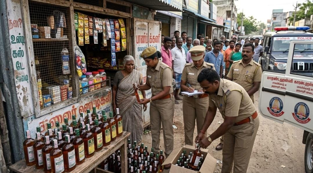 பெட்டிக்கடையில் பதுக்கி வைத்திருந்த 200 மதுபாட்டில்கள் பறிமுதல்! மாரண்டஅள்ளியில் 60 வயது மூதாட்டி கைது.