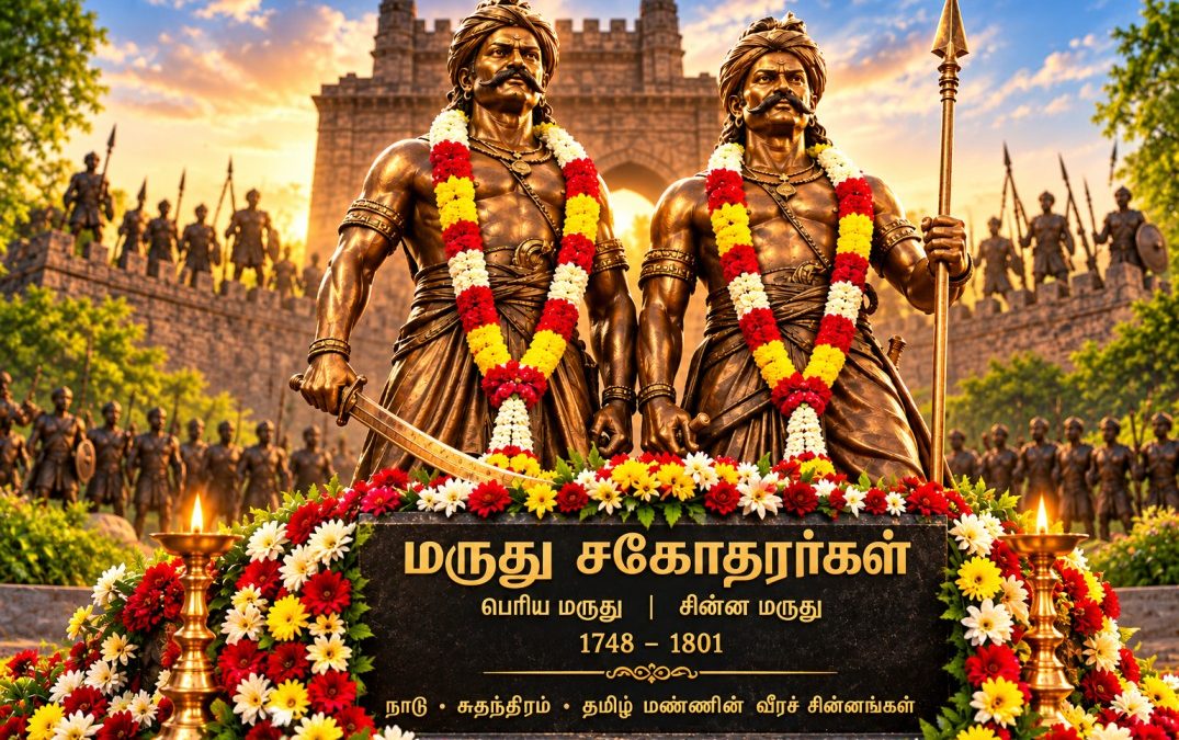 மருது சகோதரர்களின் வீரம், தியாகம் என்றும் நிலைத்திருக்கும் என அமைச்சர்கள் அருண்ராஜ், ஜெகதீஸ்வரி புகழாரம்.